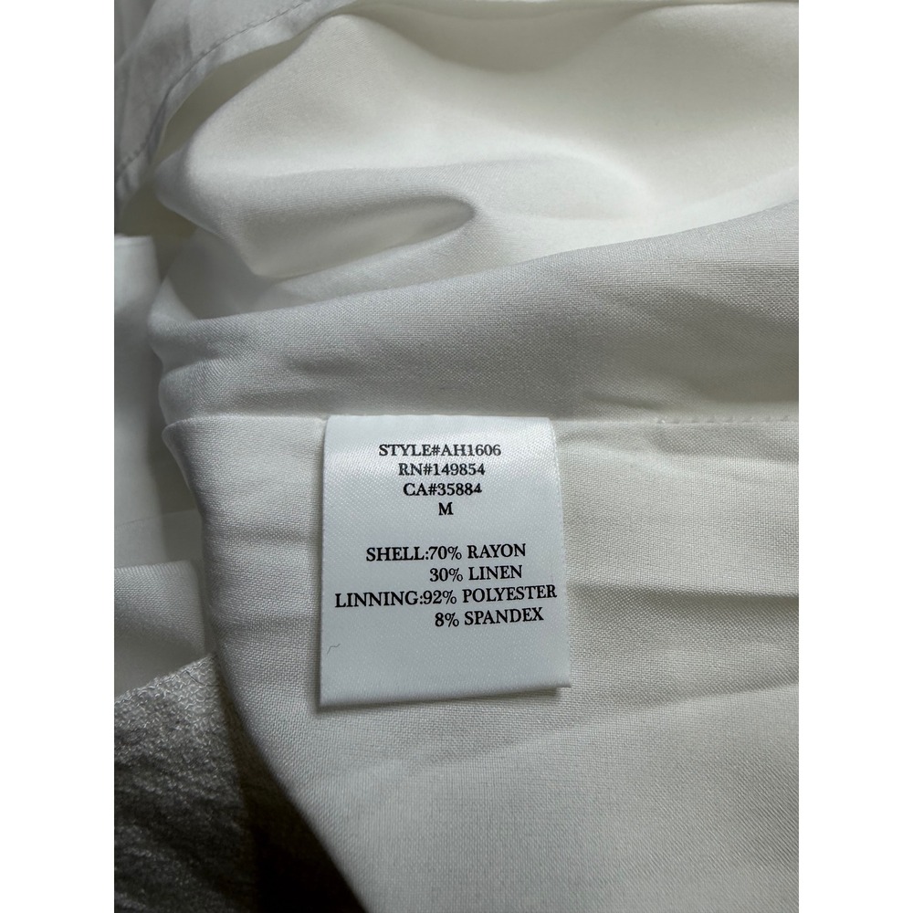 SADIE & SAGE Wrap Skirt White Linen Blend Side Tie Women's Size Medium NEW Chic - Picture 6 of 7